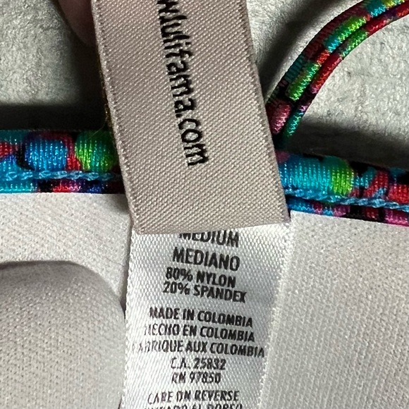 Crystallized LULI FAMA Aqua Pink String Lifting Lined triangle Bikini Top M - Picture 3 of 11